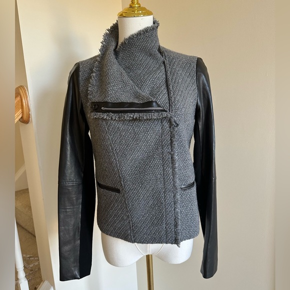 Vince Faux Leather/Wool Asymmetrical Jacket - X-Small - Picture 1 of 12